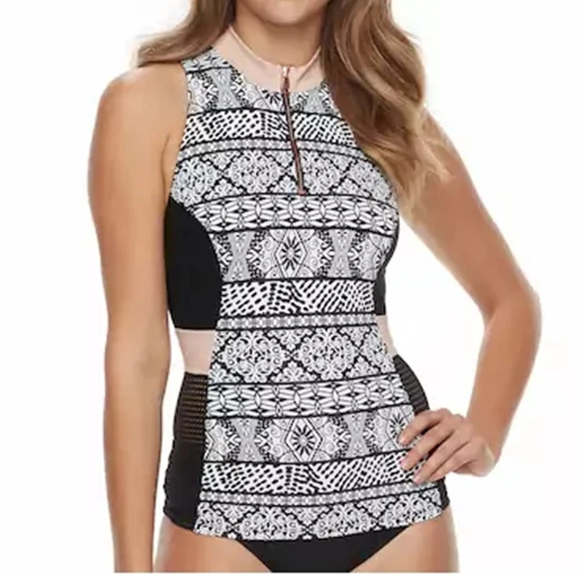 Zip Front Tummy Slimmer One-Piece Swimwear Women